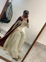 Ensemble Sharara en Chinon Exclusif Saison Mariage avec Broderie de Sequins, Dupatta en Soie GMY Pure, Entièrement Cousu, Prêt-à-porter