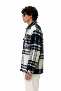 Men's Premium Plaid Sherpa <b>Jacket</b> Overshirt Winter Checkered Button Front Shacket Heavyweight <b>Fleece</b> <b>Lined</b> Casual Layering Jacke - Product Image 2