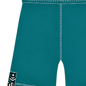 Pantalones Cortos de Rugby Color Verde Azulado Oscuro y Blanco, Cintura Elástica con Cordón, Ribete en Contraste, Personalizables, Transpirables, para Entrenamiento Deportivo en Equipo - Product Image 3