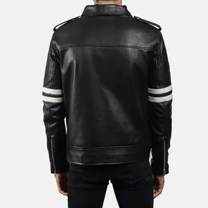 เสื้อแจ็คเก็ตหนังสีดำลายมังกรสำหรับผู้ชายจาก Sisa Apparels - Product Image 2