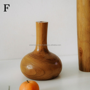 Vase à fleurs en bois artisanal |   Décoration d'intérieur rustique naturelle pour salon et bureau - Product Image 3