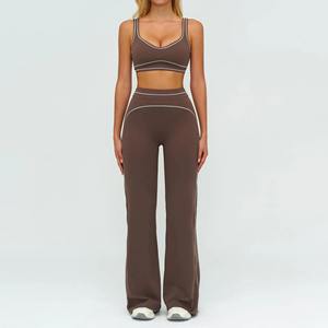 <b>Women's</b> Olive Green Wide Leg Pants High Waist Elastic Waist Loose Fit Full Length Solid Color Sporty Style With Side <b>Stripe</b> - Product Image 6