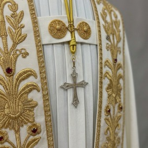 Gold Floral Embroidered Trim <b>Beaded</b> Sequin Decorative Braid Nonwoven Felt Orthodox Rectangle Shape for Church Garment Patches - Product Image 5