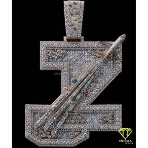 จี้ตัวอักษร "Z" สุดพิเศษ ผลิตจากเงินแท้ 925 ประดับเพชร VVS มอยส์ซาไนต์ ดีไซน์ฮิปฮอป - Product Image 2