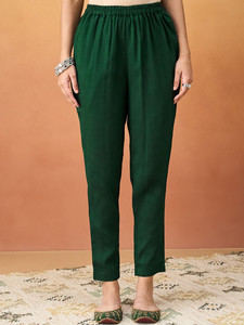Green Embroidered Silk <b>Kurta</b> Set With Pants & Dupatta Women Casual Wear Traditional <b>Indian</b> Pakistani Style Knee Length Regular - Product Image 6