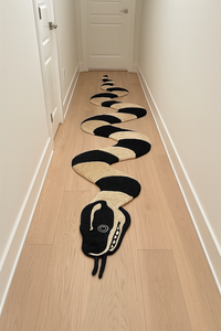 Luxury Handmade Woolen <b>Carpet</b> for Home Eco-Friendly black and golden snake pattern for home and office decor - Product Image 3