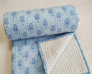 Light Blue Printed Quilt With Ice Cream Pattern Handmade Cotton All Season <b>Bedding</b> Simple Style - Product Image 4