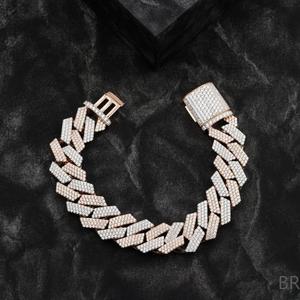 Handmade Double Row Fishbone Moissanite Bracelet with Exceptional Diamond Like <b>Fire</b> and Fully Pave Set Luxury Jewelry - Product Image 1