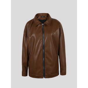 Mauroicardi printemps automne Cool luxe court noir doux lumière Pu cuir veste hommes fermeture éclair décontracté mode - Product Image 2