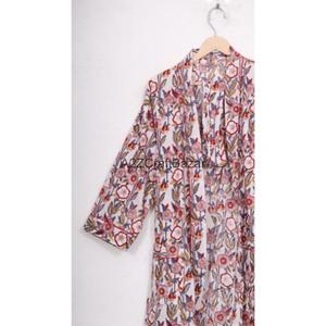 Bata Kimono 100% Algodón con Estampado Floral para Mujer, Ropa de Noche de Verano, Vestido de Playa, Bata con Logo Trasero - Product Image 3