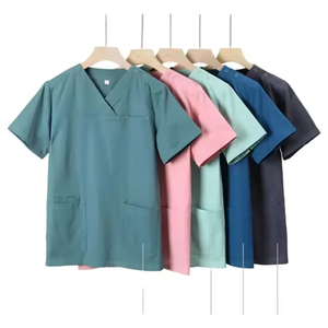 Stretchable Printing Embroidery Logo Female <b>Scrub</b> Set Stand Collar Bulk Medical Doctor <b>Nurse</b> <b>Scrubs</b> Uniforms - Product Image 5