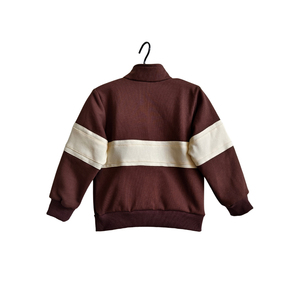 <b>Men</b> <b>Half</b> <b>Zip</b> Fleece <b>Sweatshirt</b> Stand Collar Brown Beige Color Block Long Sleeve Pullover Top Spandex/Cotton Regular Fit Autumn - Product Image 5