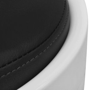 White and Black Faux <b>Leather</b> <b>Stool</b> & Ottoman Stylish Home Dcor Accessory - Product Image 3