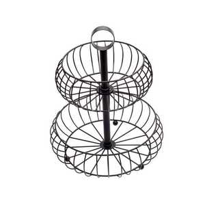 Panier en fil de fer au design incroyable avec poignée, finition noire, pour la table, la cuisine, le rangement des fruits et légumes - Product Image 1