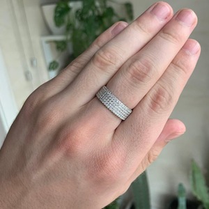 Band <b>Ring</b> Moissanite Diamond & <b>Fine</b> Sterling Silver Hip-Hop Style Wedding Gift Unisex Twilight Bella Celebrity - Product Image 2