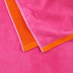 Set di 2 Teli da Spiaggia Oversize Reversibili in Misto Cotone Tinto in Filo Rosa e Arancione - Product Image 4