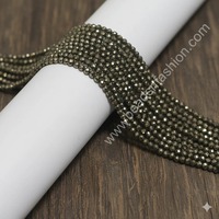Perles en vrac de qualité supérieure 2 mm en pyrite naturelle micro-facettée pour colliers et bracelets DIY métalliques – Vente en gros