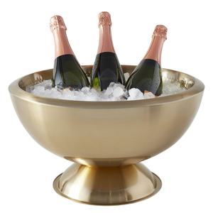 Bol à vin en cuivre de luxe, forme coquille Saint-Jacques, sur piétement avec poignées, centre de table décoratif moderne en métal, refroidisseur à vin - Product Image 3