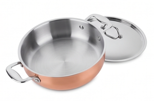 Stainless Steel Saute <b>Pan</b> With Lid Minimalist Design Durable Metal Cookware For Gas Use <b>And</b> Induction Stoves Use - Product Image 4