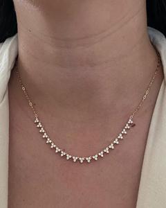 Colliers ras du cou Triple Diamant en Or massif 14K, avec solitaire de laboratoire taille ronde, pour superposition, chaîne trombone de 15 pouces, bijoux de tous les jours - Product Image 3