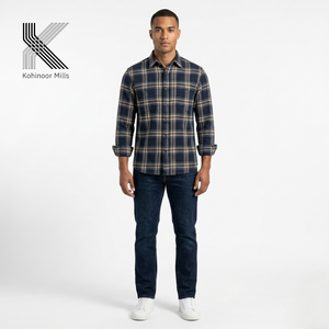 เสื้อเชิ้ตลายสก็อตแขนยาวผ้าคอตตอน 75% โพลีเอสเตอร์ 20% สไตล์ลำลองแบบสั่งตัด - Product Image 3