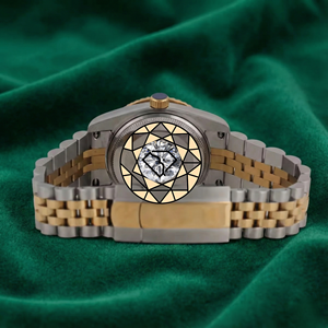 Reloj de Lujo con Diamantes Moissanite, Caja Cuadrada de Cuarzo, Esfera de Cristal, Correa de Goma, para Hombre y Mujer, Acero Inoxidable de Dos Tonos, Unisex - Product Image 3