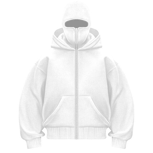 Nuevas llegadas: Sudaderas con capucha unisex personalizadas con cremallera completa, estilo urbano, extragrandes, lisas, con capucha tipo pasamontañas con cremallera completa para hombre - Product Image 1