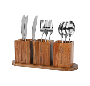 Elegant Wooden Cutlery <b>Storage</b> Organizer <b>with</b> Functional Sections for <b>Table</b> Essentials - Product Image 6
