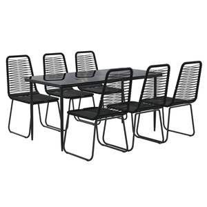Ensemble de salle à manger de jardin noir avec structure métallique, 6 places, résistant aux intempéries, mobilier d'extérieur au design contemporain - Product Image 3