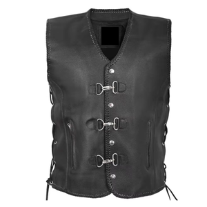 Chaleco de Cuero para Hombre, Transpirable, Impermeable, Cortavientos, Ropa de Invierno, Diseño de Logotipo Personalizado, Largo Regular, Color Sólido - Product Image 1