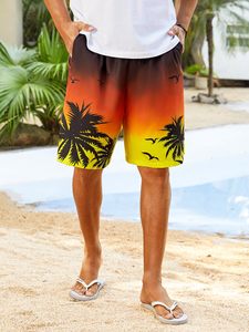 Shorts de bain pour hommes, imprimé tie-dye, taille élastique avec cordon de serrage, légers et colorés, pour la plage, l'été et les vacances - Product Image 6