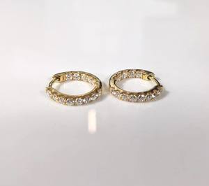 Pendientes de aro con diamantes cultivados en laboratorio de corte redondo de 0,80 quilates para mujer, regalo de aniversario, pendientes de oro amarillo macizo de 10 quilates - Product Image 3