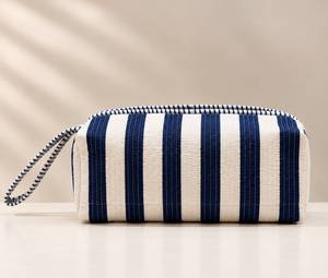 Pure Cotton Fabric Zipper Closure <b>Large</b> Capacity Travel <b>Bag</b> for Women Hair Tools & <b>Makeup</b> Storage Eco-Friendly Custom Beauty <b>Bag</b> - Product Image 1