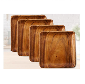Assiettes en bois d'acacia au design attrayant, styles variés, assiettes de service pour collations, décoration de table de luxe, vaisselle en bois - Product Image 4