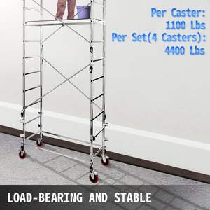 Lot de 4 roulettes d'échafaudage robustes de 8 pouces 4400 lb par ensemble de remplacement de polyuréthane de frein de tige de verrouillage pour étagères d'échafaudage - Product Image 6