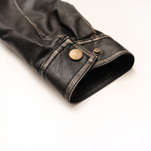 Blouson en cuir décontracté rétro américain pour homme, hiver 2025, avec col montant, fermeture éclair, coupe ample et coupe-vent - Product Image 4