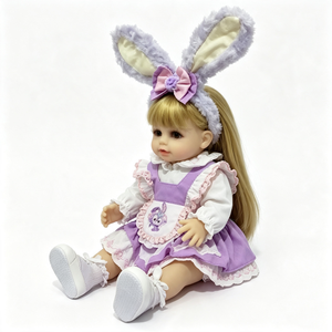 Poupée Reborn personnalisée pour fillette, poupée bébé réaliste en vinyle pleine grandeur, poupée Reborn réaliste avec des oreilles de lapin - Product Image 4