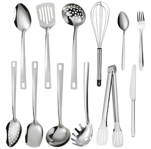 Ensemble d'ustensiles de cuisine en acier inoxydable de haute qualité, 4 pièces, avec long manche, ensemble de cuillères de cuisine - Product Image 5