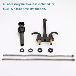 Rubinetto da bagno a 2 maniglie Swan Style da 4 pollici, in bronzo lucidato a olio, con aeratore e scarico a scomparsa, per lavabo. - Product Image 3