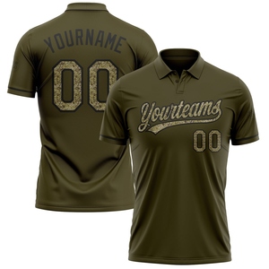 Venta al por mayor directa de OMMIZ INDUSTRY: Camiseta de golf personalizada Olive Camo-Black Performance Vapor Salute To Service. - Product Image 1