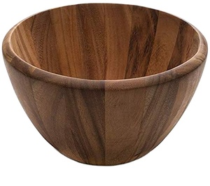 BS INTERNATIONAL NAD4350 Bols à salade en bois d'acacia véritable poli - Écologiques, style vintage, pour la maison, les fêtes, la présentation de fruits, design ondulé personnalisé - Product Image 6