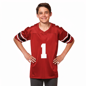 Maillot de football personnalisé pour garçons, manches courtes, col en V, en polyester anti-humidité, tenue d'équipe numéro 1 - Product Image 2