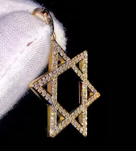 Colgante de estrella de David chapado en oro con cristales de imitación, joyería religiosa, amuleto unisex, regalo - Product Image 2