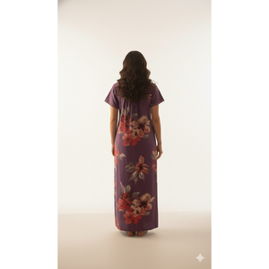 Camisón Largo Estampado Cómodo para Mujer Alpine, Mangas Cortas con Bolsillo Lateral Completo, Ropa de Dormir Suave - Product Image 1