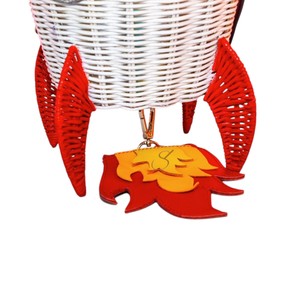 Premium Rocket Rattan <b>Storage</b> Basket Handcrafted Spaceship Shaped <b>Wicker</b> Crossbody Bag with Adjustable Leather Strap - Product Image 4