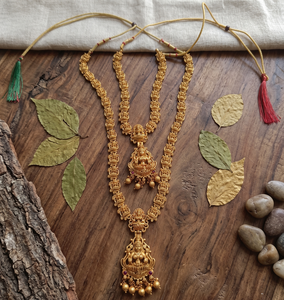 DIVYORO Ensemble de colliers classiques pour femmes en cuivre antique et laiton plaqué or pour mariage, fiançailles et fête - LAKSHMI HARAM - Product Image 4