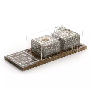 Boîte de Mubkhar en nacre incrustée avec plateau assorti, brûleur décoratif traditionnel de Bakhoor pour parfum de maison et cadeaux - Product Image 6