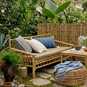 Natural <b>Bamboo</b> Outdoor <b>Sofa</b> Long <b>Bamboo</b> Bench Eco Friendly <b>Bamboo</b> Furniture for Patio Garden Resort Hotel Use - Product Image 1