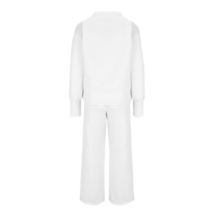 Unisex White Tracksuit Full Sleeve <b>V</b>-Neck Solid Color Casual Wear Breathable 100% Cotton Regular <b>Fit</b> Spring Season - Product Image 2