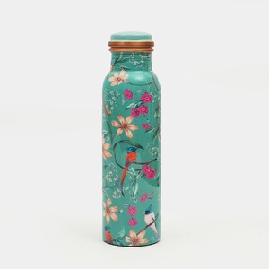 Minimalist Copper Water Bottle with Floral Surface for Modern Homes Offices and Professional Corporate <b>Environments</b> - Product Image 1